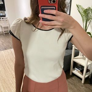 Lauren Ralf Lauren Ribbed Cream Tee